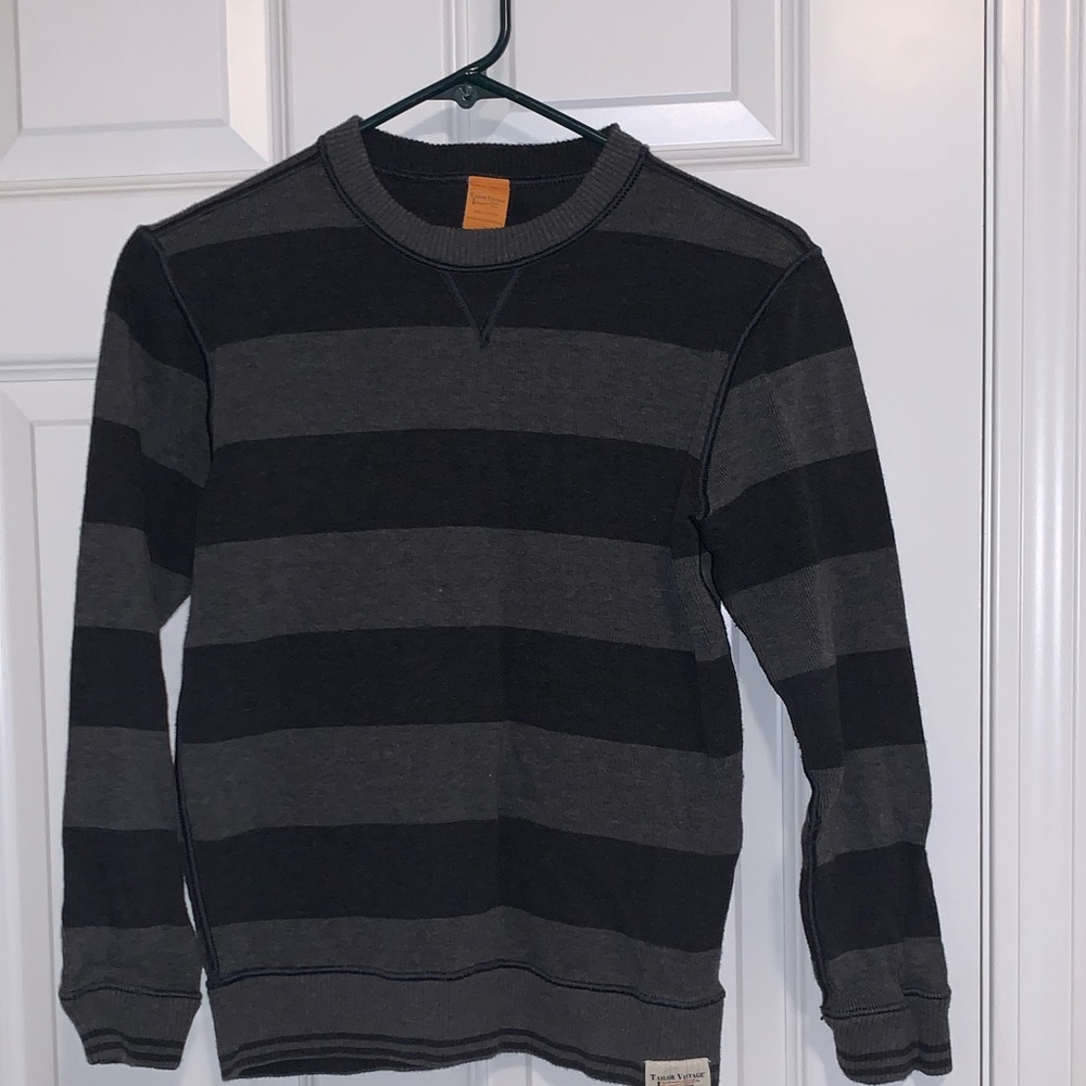 - Tailor Vintage Gray/Blk striped crew neck …